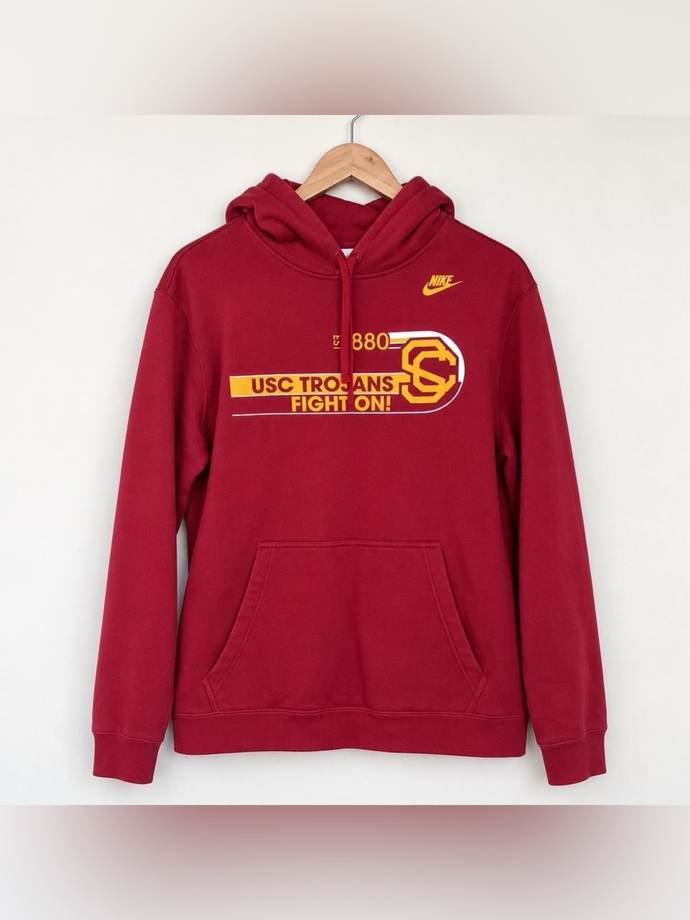 Nike USC Trojans Hoodie Men’s XL Cardinal Red Fight On Football Pullover